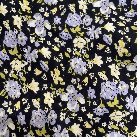 Free People Molly Jo Midi Floral Button Front Midi Dress SZ M Black Blue - Picture 2 of 10